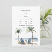 Coastal Tropical Palm Trees Beach Hochzeiten Einladung (Stehend Vorderseite)