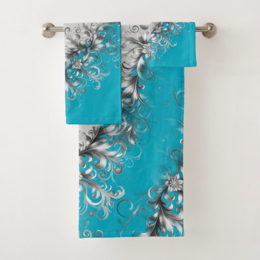 Coastal Turquoise Grey Towel Set (Insitu)