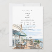 Coastal Ufer Dachterrasse Café Meerblick Hochzeite Einladung (Vorderseite)