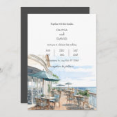 Coastal Ufer Dachterrasse Café Meerblick Hochzeite Einladung (Vorne/Hinten)