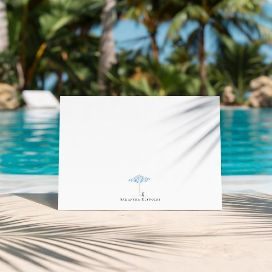 Coastal Umbrella Dog Minimal Monogram Mitteilungskarte