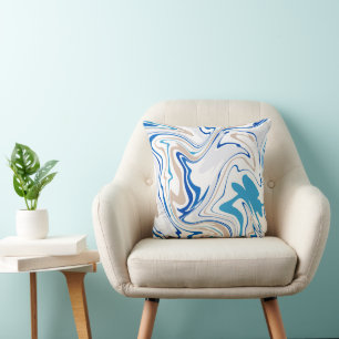 Coastal Vibes Abstrakt Throw Pillow - Beachy Blues Kissen