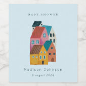 Coastal village baby shower party weinetikett (Einzelnes Label)