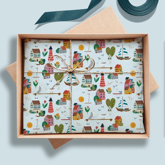 Coastal Village Blue Baby Dusche Party Seidenpapier