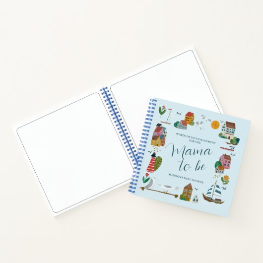 Coastal Village Blue Boy Baby Showroom Gästebuch Notizblock (Innenseite)