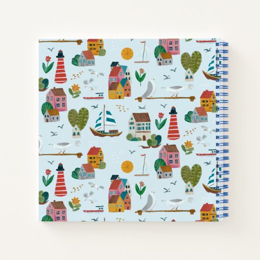 Coastal Village Blue Boy Baby Showroom Gästebuch Notizblock (Rückseite)