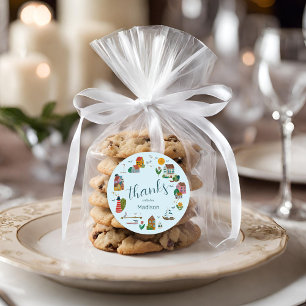 Coastal Village Blue Boy Nautical Baby Dusche Runder Aufkleber