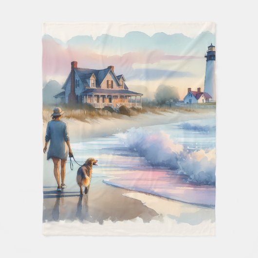 Coastal Walk to Lighthouse at Sunset Fleecedecke (Vorderseite)