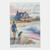 Coastal Walk to Lighthouse at Sunset Geschirrtuch (Vertikal)