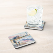 Coastal Walk to Lighthouse at Sunset Getränkeuntersetzer (Rechte Seite)