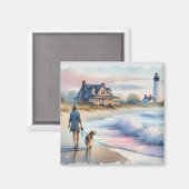 Coastal Walk to Lighthouse at Sunset Magnet (Vorderseite/Rückseite)