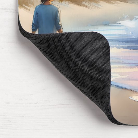 Coastal Walk to Lighthouse at Sunset Mousepad (Ecke)