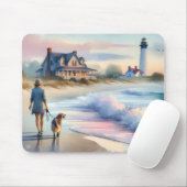Coastal Walk to Lighthouse at Sunset Mousepad (Mit Mouse)