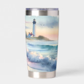 Coastal Walk to Lighthouse at Sunset Thermobecher (Rückseite)