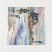 Coastal Walk to Lighthouse at Sunset Wandteppich (Vorderseite (Horizontal))