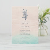 Coastal Watercolor Beach Hochzeit Einladung (Stehend Vorderseite)