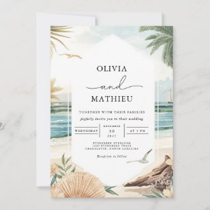 Coastal Watercolor Beach Hochzeit Einladung