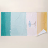 Coastal Watercolor Beach Umbrella Dog Towel Strandtuch (Vorderseite)