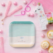 Coastal Watercolor Beach Umbrella Paper Plates Pappteller (Party)