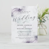 Coastal Watercolor Blauer Elegante Hochzeit Einladung (Stehend Vorderseite)