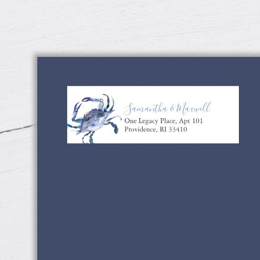 Coastal Watercolor Blue Crab Address Labels