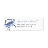 Coastal Watercolor Blue Crab Address Labels (Vorne)