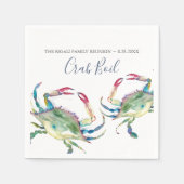 Coastal Watercolor Blue Crab Personalisiert Serviette (Vorderseite)
