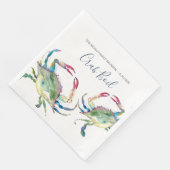 Coastal Watercolor Blue Crab Personalisiert Serviette (Ecke)