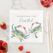 Coastal Watercolor Blue Crab Personalisiert Serviette (Beispiel)