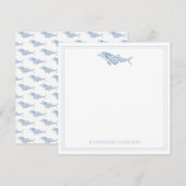 Coastal Watercolor Blue Polka Dot Dolphin Mitteilungskarte (Vorne/Hinten)