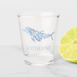 Coastal Watercolor Blue Polka Dot Dolphin Schnapsglas