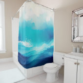 Coastal Watercolor Blue Sea Ombre Duschvorhang (Beispiel)