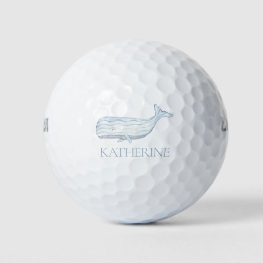Coastal Watercolor Blue Whale Personalisiert Golfball (Vorderseite)