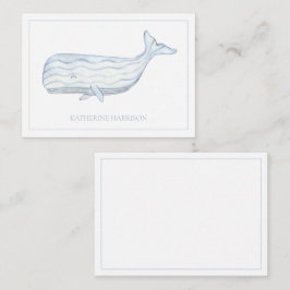Coastal Watercolor Blue Whale Personalisiert Mitteilungskarte