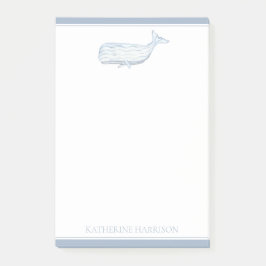 Coastal Watercolor Blue Whale Personalisiert Post-it Klebezettel