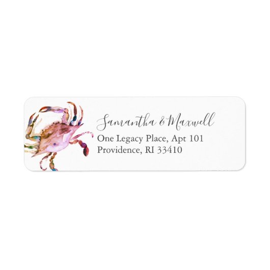 Coastal Watercolor Crab Address Labels (Vorne)