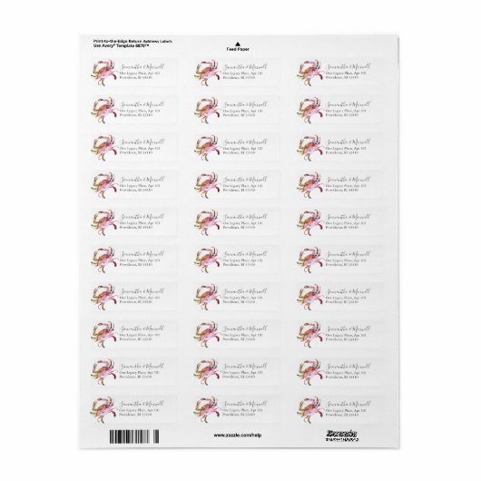 Coastal Watercolor Crab Address Labels (Vorne)