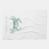 Coastal Watercolor Crab Personalized Geschirrtuch (Horizontal)