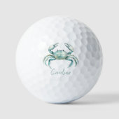 Coastal Watercolor Crab Personalized Golfball (Vorderseite)