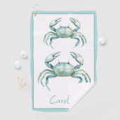 Coastal Watercolor Crab Personalized Golfhandtuch (Insitu)