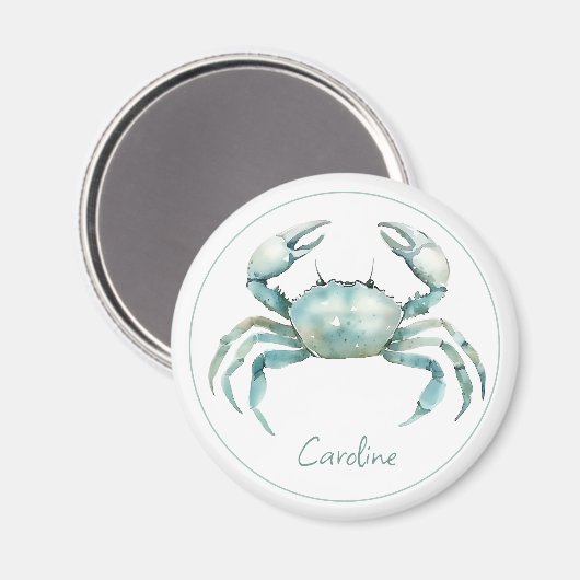 Coastal Watercolor Crab Personalized Magnet (Vorderseite/Rückseite)