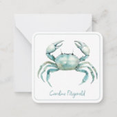 Coastal Watercolor Crab Personalized Mitteilungskarte (Vorderseite)