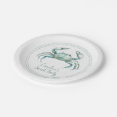 Coastal Watercolor Crab Personalized Pappteller (Schrägansicht)