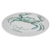 Coastal Watercolor Crab Personalized Schneidebrett (Ecke)