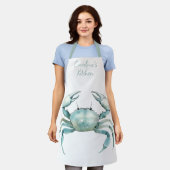 Coastal Watercolor Crab Personalized Schürze (Getragen)