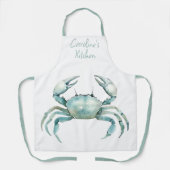 Coastal Watercolor Crab Personalized Schürze (Vorderseite)