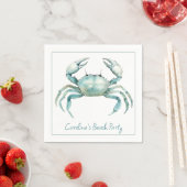 Coastal Watercolor Crab Personalized Serviette (Beispiel)