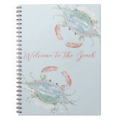 Coastal Watercolor Crab Rental Guest Book Notizblock (Vorderseite)