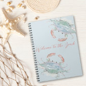 Coastal Watercolor Crab Rental Guest Book Notizblock