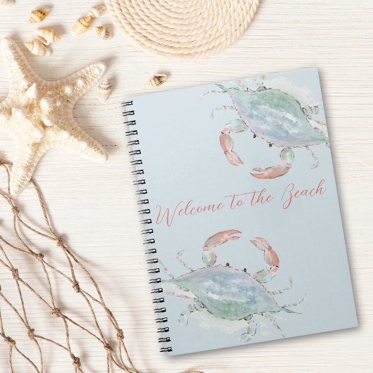 Coastal Watercolor Crab Rental Guest Book Notizblock